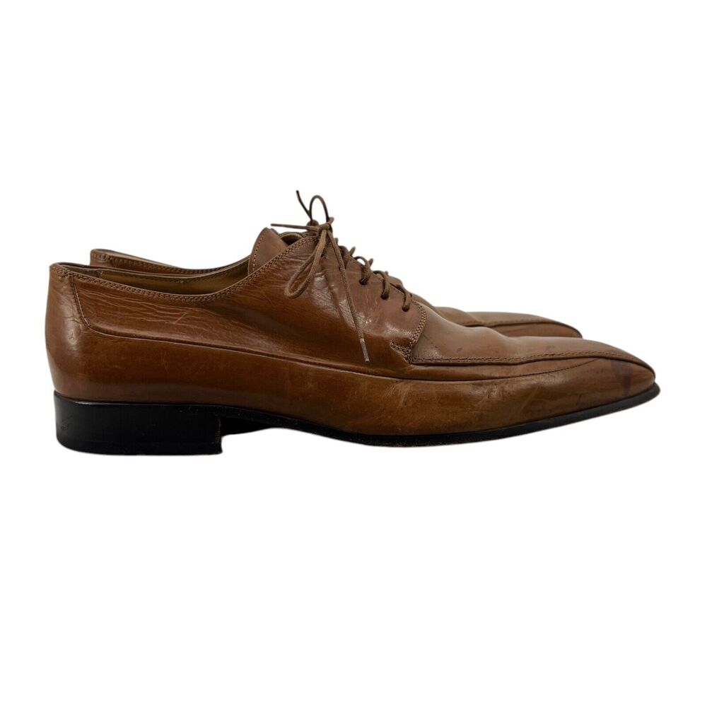 Dolce & Gabbana Mens 8.5 Shoes Brown Leather Apron Toe Dress Oxford Business